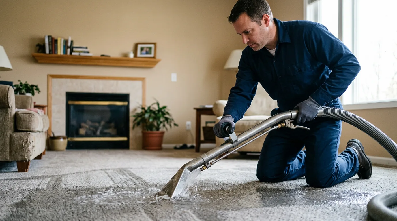 Water damage restoration technician working near Round Rock, TX